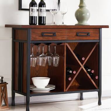 Oak console table 2025 with wine rack